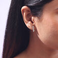 Sleek Chunky Silver Earrings,,hi-res view 2