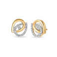 18 Karat Yellow Gold Overlapping Stud Earrings,,hi-res view 2