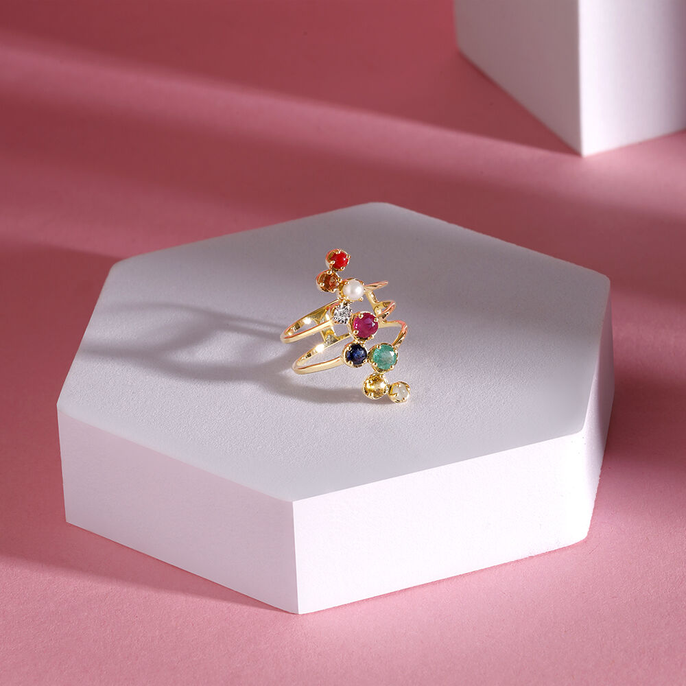 Buy Chic Fusion 14KT Navaratna Finger Ring Online Mia by Tanishq