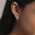 Lotus Elegance Pearl Diamond Drop Earrings,,hi-res view 2