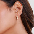 Ribbed Cascade Gold Hoop Earrings,,hi-res view 2