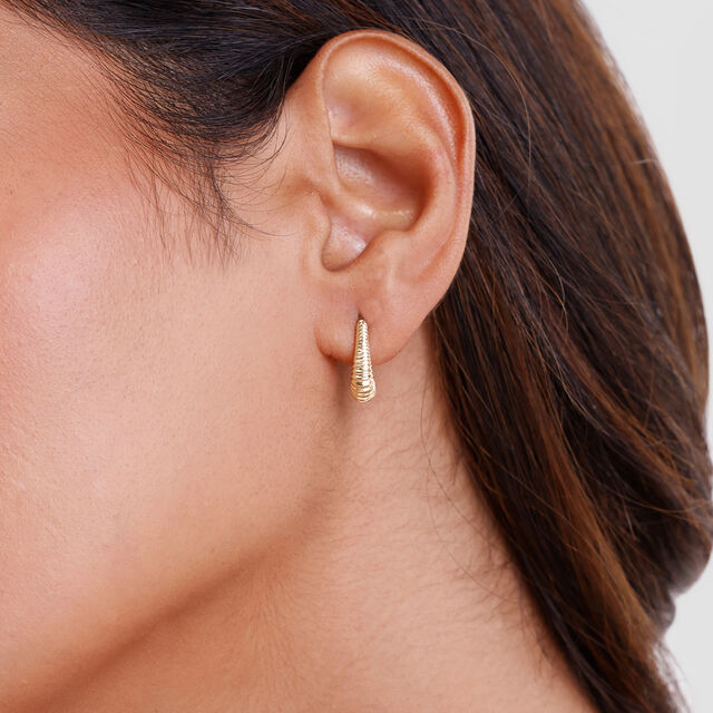 Ribbed Cascade Gold Hoop Earrings,,hi-res image number null