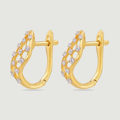 Edgy Checkered Diamond Hoop Earrings