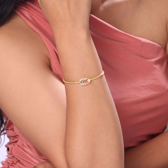 Twirl Shine Pearl & Diamond Bangle,,hi-res image number null