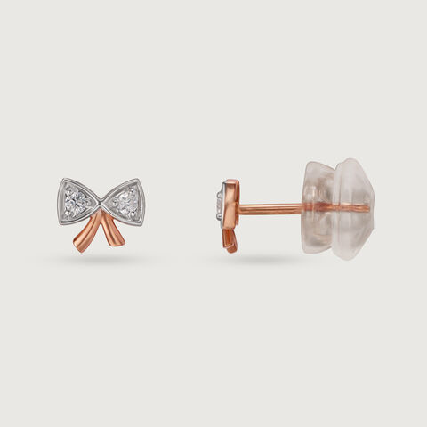 14KT Rose Gold Opulent Floral Twist Diamond Stud Earring