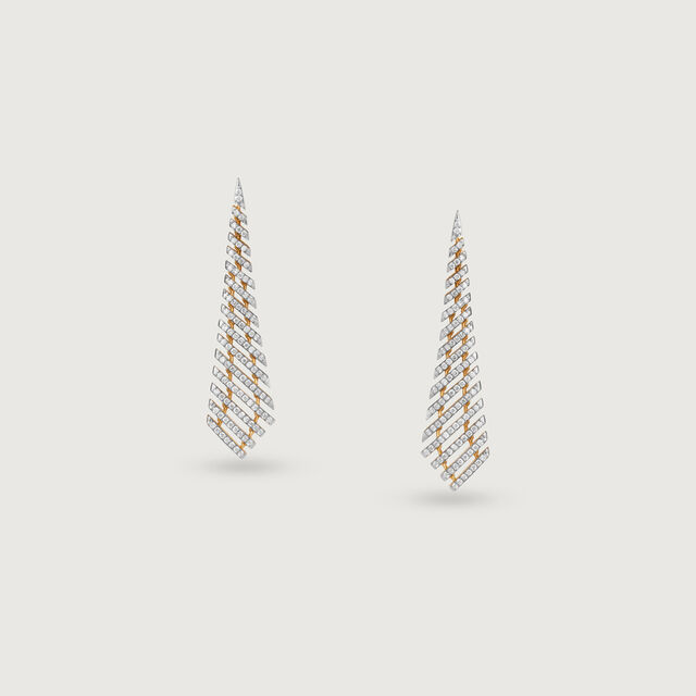 Geometric Glamour Gold & Diamond Drop Earrings,,hi-res image number null