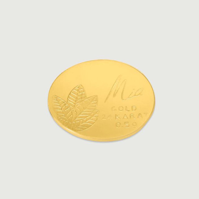 0.5 Gram 24 Karat Mango Leaf Gold Coin,,hi-res image number null