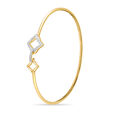 14KT Yellow Gold Sparkling Rhombus Diamond Bangle,,hi-res view 3
