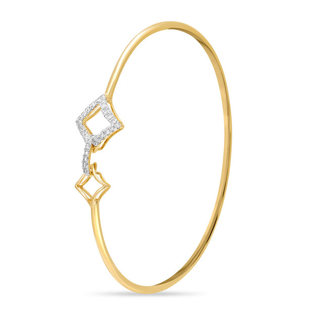14KT Yellow Gold Sparkling Rhombus Diamond Bangle,,hi-res image number null