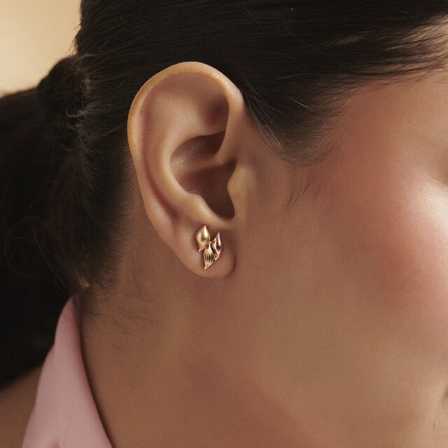 Graceful Textured Gold Stud Earrings,,hi-res image number null