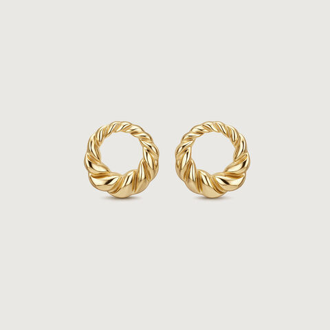 Twisted Loop Gold Stud Earrings