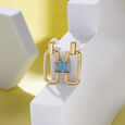 Twinkle Tango 18KT Arizona Turquoise Hoop Drop Earrings,,hi-res view 1
