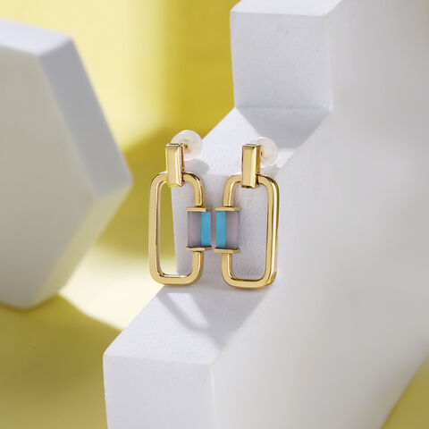 Twinkle Tango 18KT Arizona Turquoise Hoop Drop Earrings