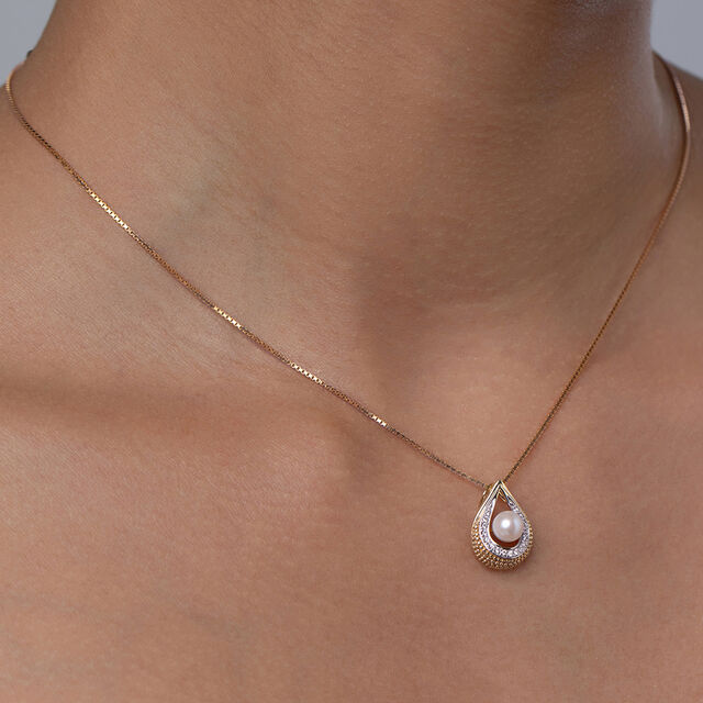 Soft Lustrous Pearl & Diamond Pendant,,hi-res image number null
