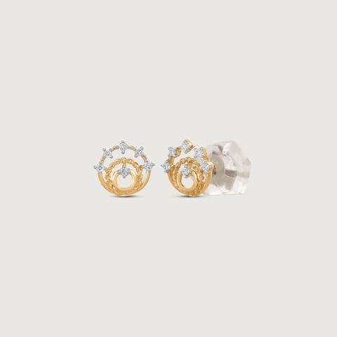 Crown Loop Diamond Stud Earrings