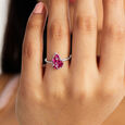 Artistic Pink Silver Finger Ring,,hi-res view 2