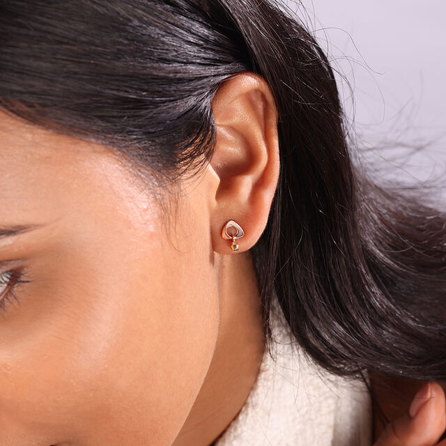 14KT Yellow & Rose Gold Sparkle Glam Stud Earrings,,hi-res image number null