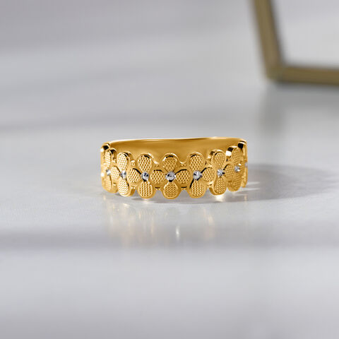 Textured Floral Gold Ring