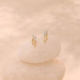 Linear Shift Diamond Stud Earrings,,hi-res view 1