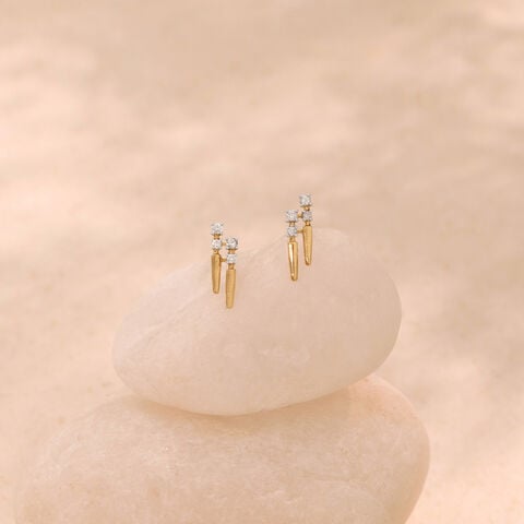 Linear Shift Diamond Stud Earrings
