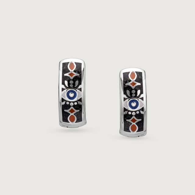 Cosmic Drip Silver Hoop Earrings,,hi-res image number null