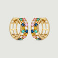 Vibrant Mosaic Multicolour Hoop Earrings,,hi-res view 5