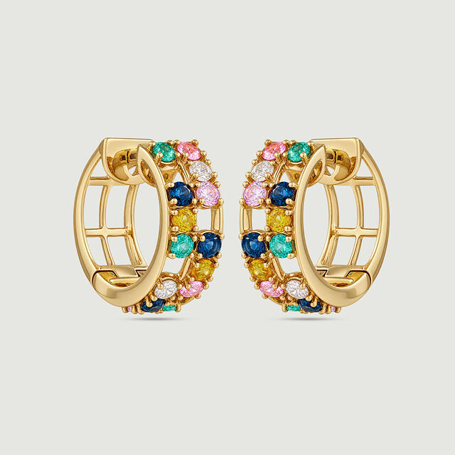 Vibrant Mosaic Multicolour Hoop Earrings,,hi-res image number null