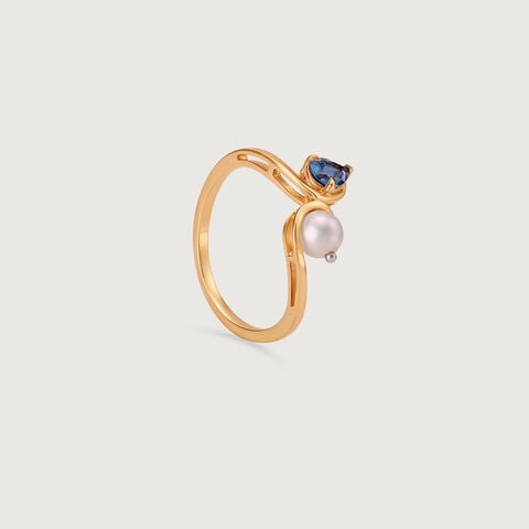 Swirl Spark Pearl & Gold Ring