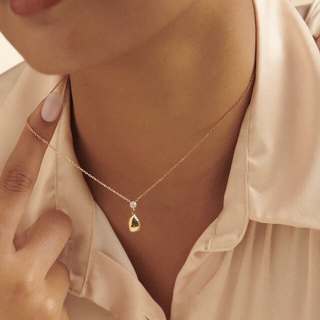 Luminous Textured Diamond Drop Necklace,,hi-res image number null