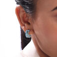 Shine Waves Silver Hoop Earrings,,hi-res view 2