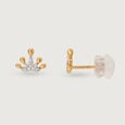 Regal Radiance 14KT Gold & Diamond Stud Earrings,,hi-res view 4