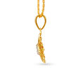 Striking 18 Karat Yellow Gold And Diamond Flower Pendant,,hi-res view 2