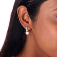 Pearl Forever Diamond & Gold Hoop Earrings,,hi-res view 2