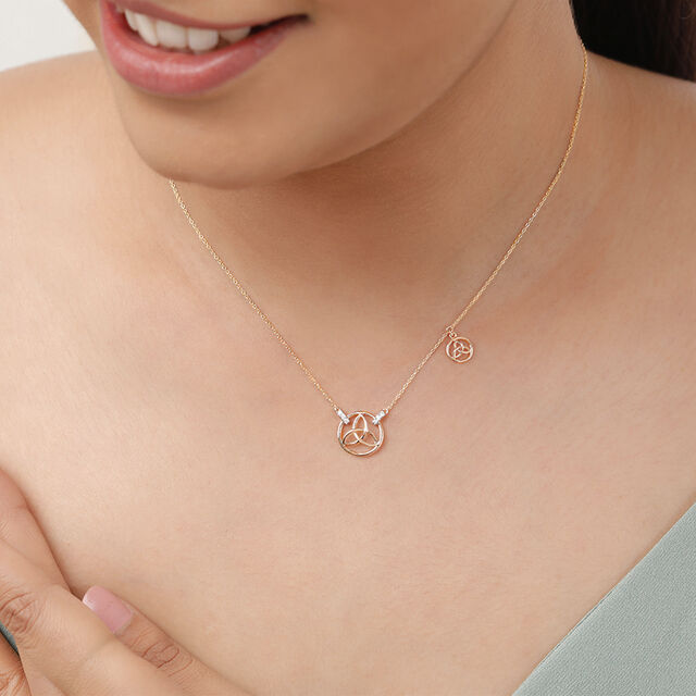 14KT Rose Gold Oval Shaped Diamond Necklace,,hi-res view 3