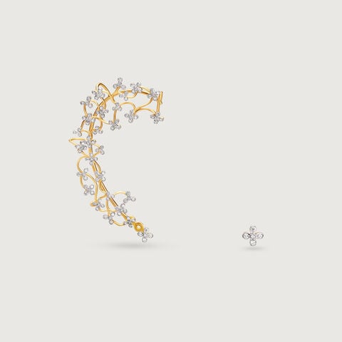 Floral Quilt Diamond Ear Cuff