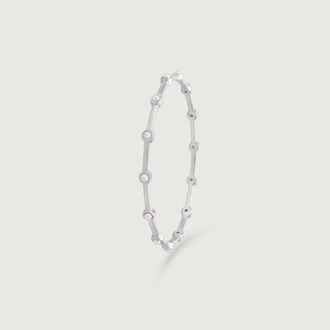 Playful Pearl Silver Bangle
