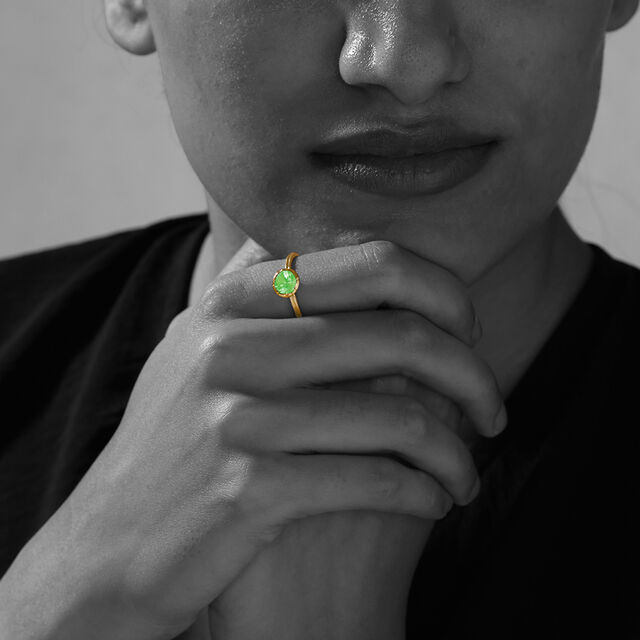 Firefly Flair 14 kt Gold & Green Amethyst Finger Ring,,hi-res image number null