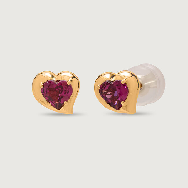 Valentine's Veil 14KT Gold & Pink Garnet Stud Earring,,hi-res image number null