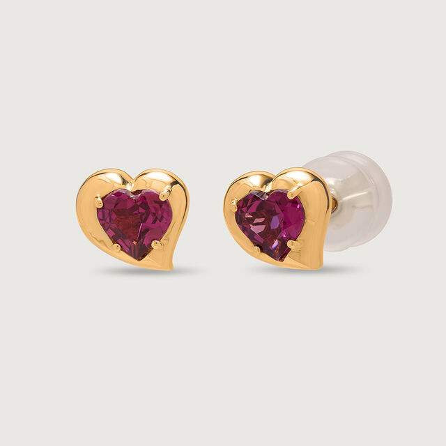 Valentine's Veil 14KT Gold & Pink Garnet Stud Earring,,hi-res view 4