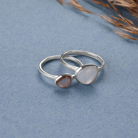 Mother of Pearl Dreamy Stackable Silver Ring