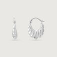 Radiant Shell Silver Hoop Earrings,,hi-res view 4
