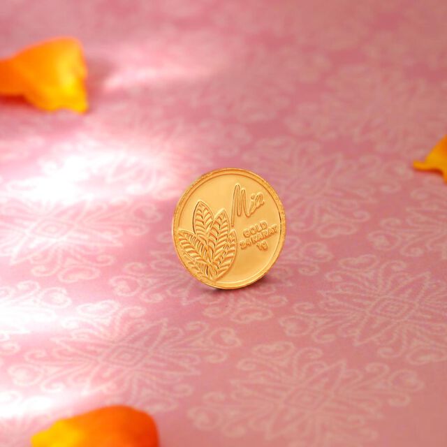 1 GM 24 Karat Traditional Mango Leaf Gold Coin,,hi-res image number null