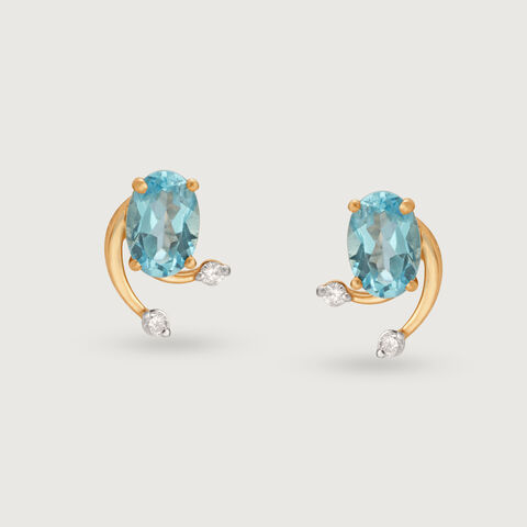 Ethereal Azure 14KT Gold & Blue Topaz Stud Earrings