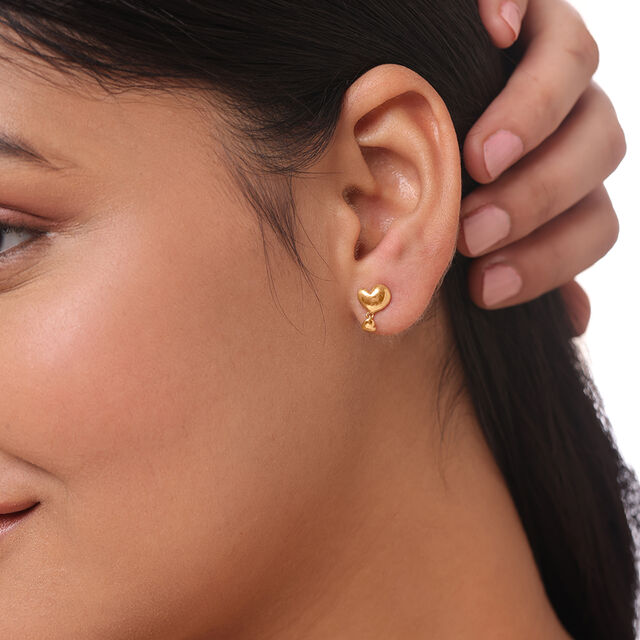 Bubbling Heart 14KT Gold Stud Earring for her,,hi-res image number null