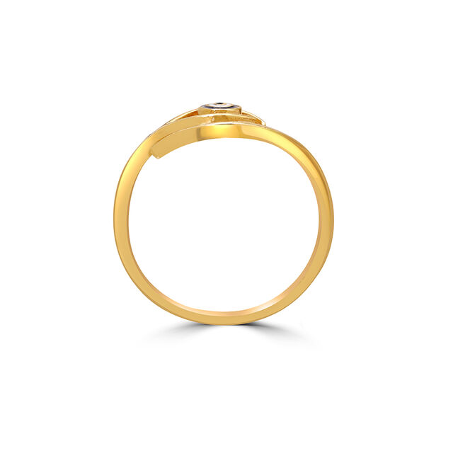 14KT Yellow Gold Curvy Evil Eye Design Finger Ring,,hi-res image number null
