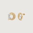 Textured Orbit Diamond Stud Earrings,,hi-res view 3
