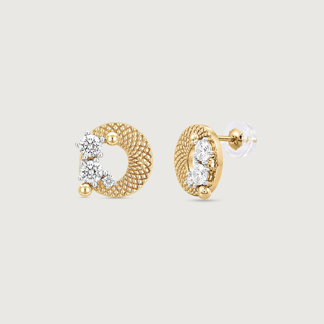 Textured Orbit Diamond Stud Earrings,,hi-res image number null
