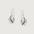 Mother of Pearl Aqua Silver Hoop Earrings,,hi-res view 3