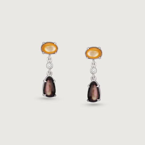 Earthy Dramatic Mother of Pearl Silver Drop Earrings
