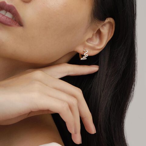 Electric Ziggle Diamond Hoop Earrings